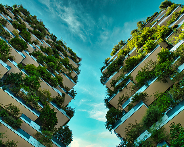Vertical Forest (Bosco Verticale) Innovative Green House Skyscraper representing commitment to sustainable economy designed by Boeri Studio